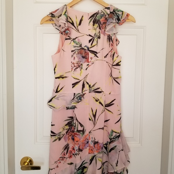 JAY GODFAREY Floral Print Sleeveless V-Neck Tiered Ruffle Trim Gown - Picture 7 of 14